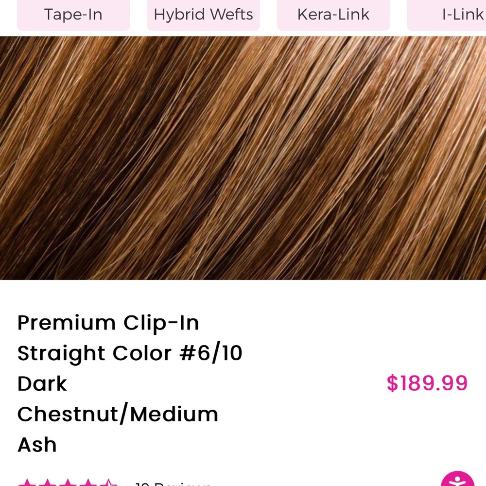 18” Donna Bella clip in hair extensions